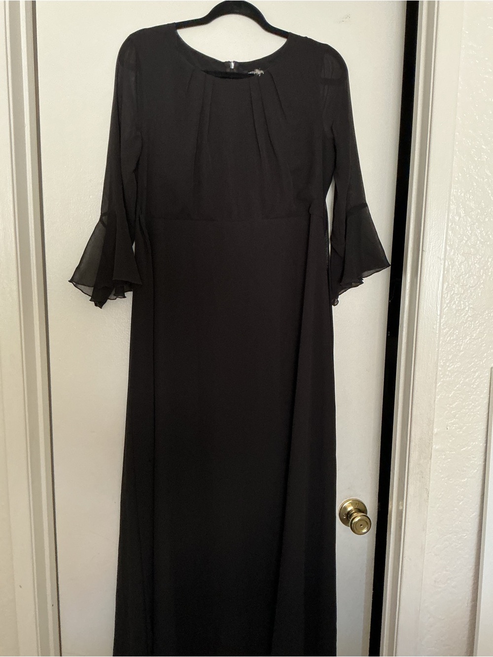Pietro Brunelli Black Long Sleeve Chiffon Maxi Dress